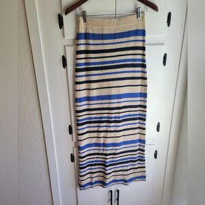 Sparrow Anthropologie Stripe Cotton Lambswool Midi Pencil Slit Knit Skirt Small